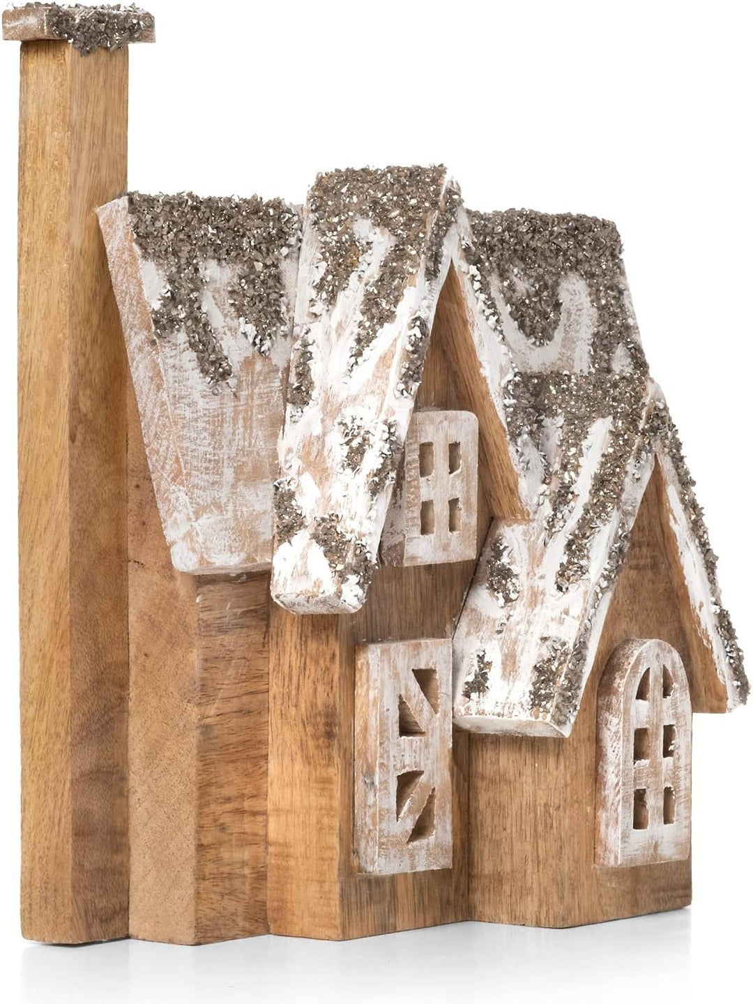 Moritz Skulptur Deko Häuschen Holz | Weihnachten Deko Haus | 28 cm Höhe | Fensterbank Deko | Fenster