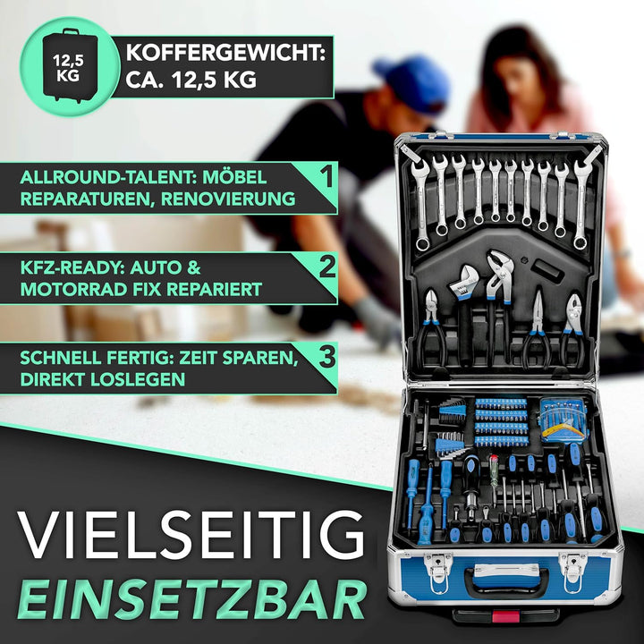 TRESKO Werkzeugkoffer 1400 teilig | Werkzeugkasten gefüllt | Werkzeugkiste Profi | Werkzeugtasche |