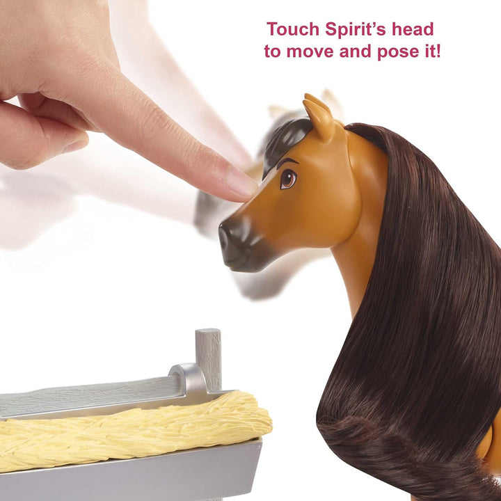 Spirit HBB22 - „Für immer frei“ Spielset mit beweglichem Spirit Pferd mit Geräuschen (20,32 cm gross