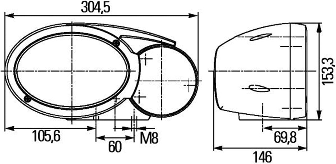 HELLA - Halogen-Hauptscheinwerfer - Combi 120 - 12/24V - 1EB 996 167-041 mit 12V Glühlampen und 2 Be