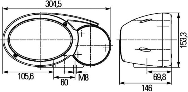 HELLA - Halogen-Hauptscheinwerfer - Combi 120 - 12/24V - 1EB 996 167-041 mit 12V Glühlampen und 2 Be