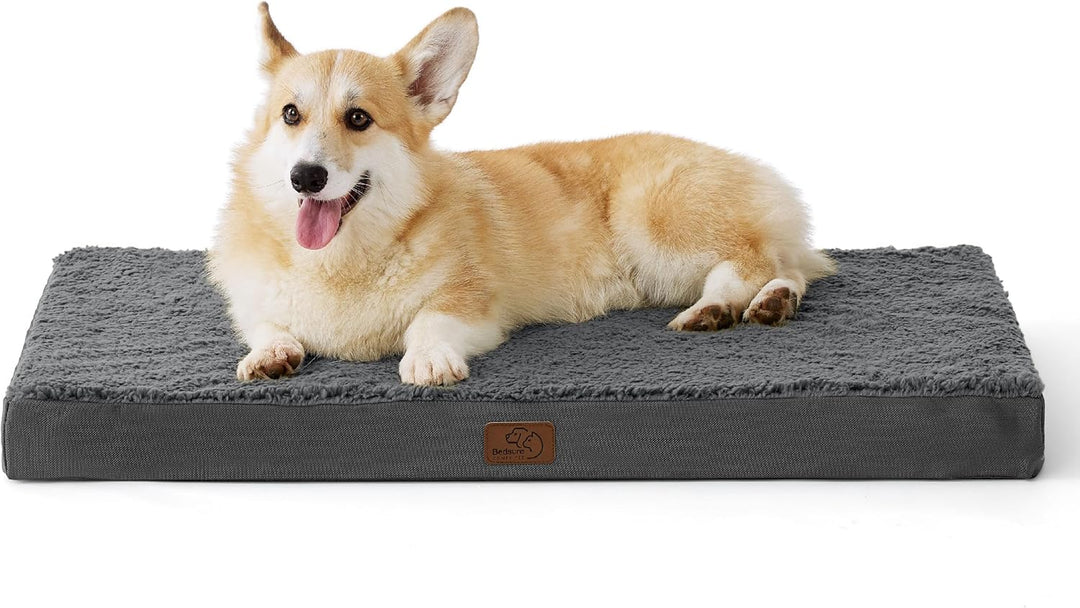 Bedsure orthopädisches Hundebett mittelgrosse Hunde - 89x56x7.6cm Hundekissen flauschig Hundematte w