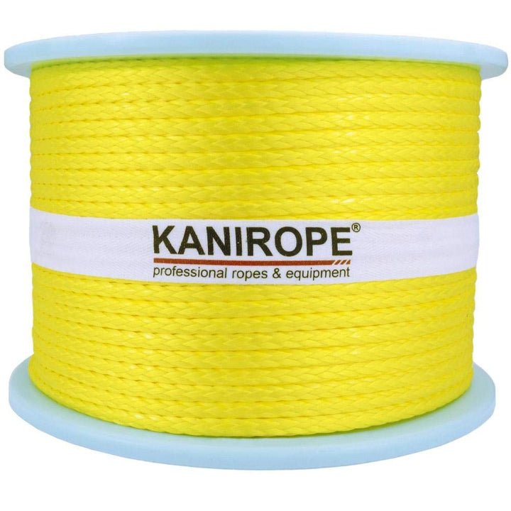 Kanirope® Dyneema Seil PRO 4mm 500m Gelb 12-fach geflochten SK78 verstreckt beschichtet, 500m Gelb