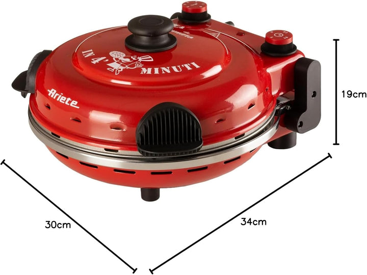 Ariete 919 Pizza in 4 Minuten, Pizzaofen, 400 Grad, backt in 4 Minuten, Schamottstein 32 cm Durchmes