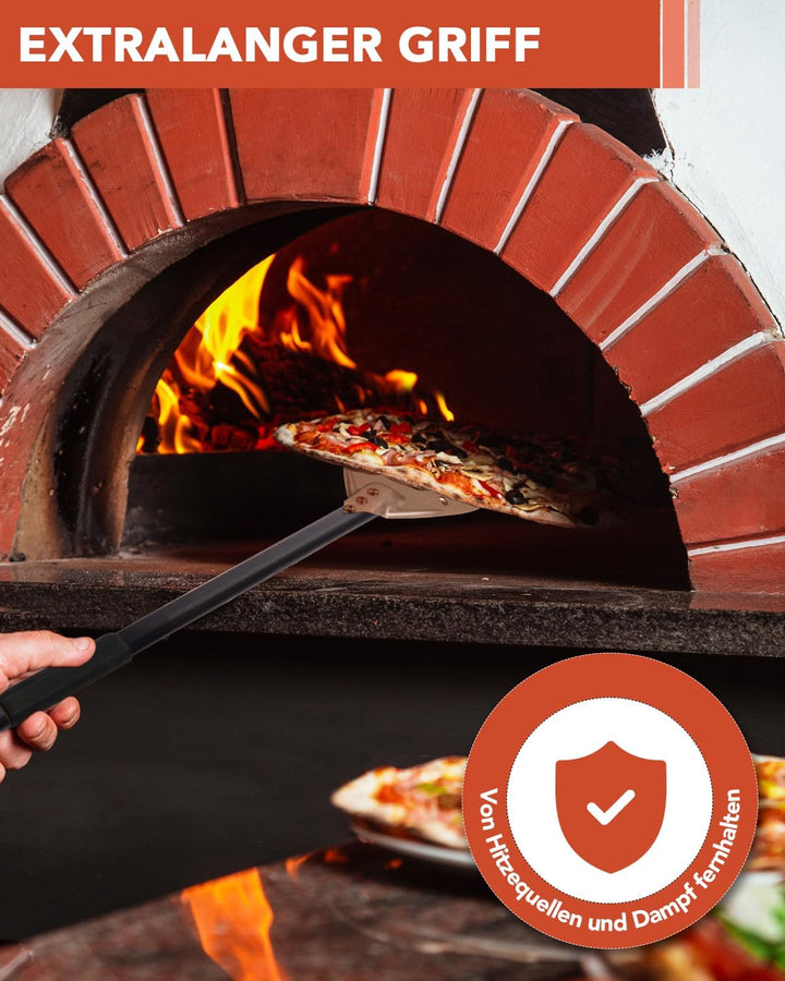SOUTHGATE Pizzawender, Pizzaschieber Perforiert, Pizza Turning Peel rund, Aluminium-Schaufel perfori