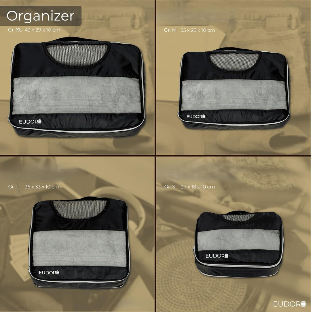 Kompressions Kofferorganizer Set, 8-teilig, platzsparende Packing Cubes mit Sichtfenster, wasserabwe