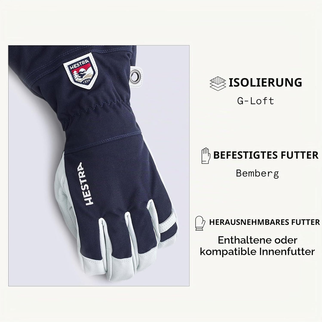 HESTRA Army Heli 5-Finger-Skihandschuh für Herren, Leder 7 navy, 7 navy