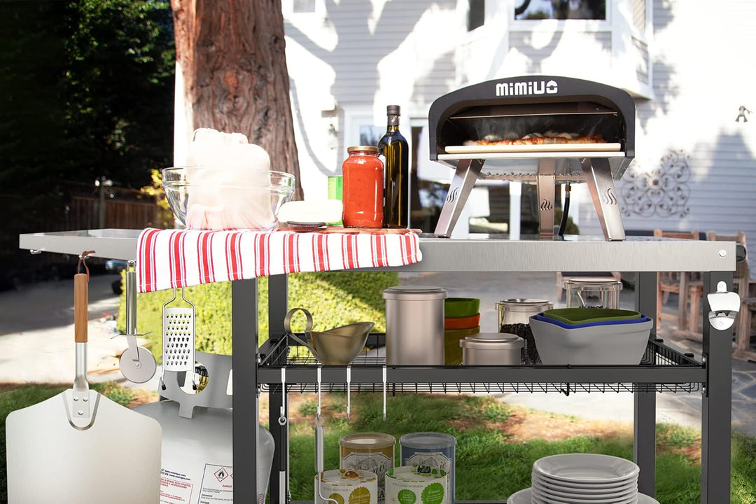 Onlyfire Grillwagen | Edelstahl Grilltisch mit grosser Arbeitsfläche und Beistelltisch, Grill Beiste