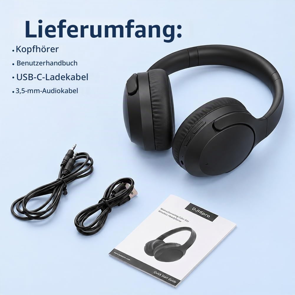 Kopfhörer Kabellos Bluetooth Over Ear, Active Noise Cancelling Kopfhörer, Bluetooth 5.4, Hi-Res Soun