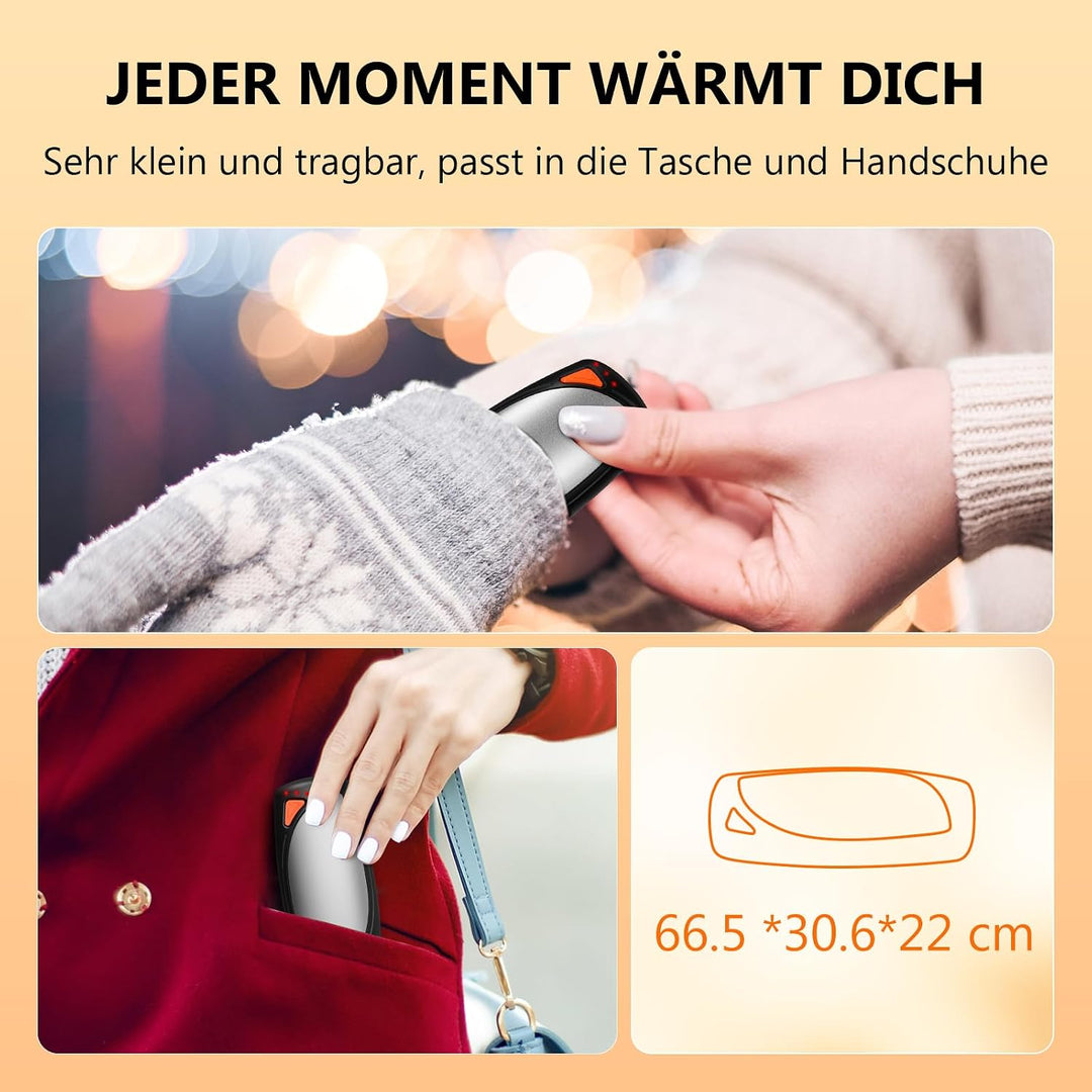COTOP Handwärmer Elektrisch, 2er Set Taschenwärmer Wiederverwendbar mit Ladecase, 14.000 mAh Akku Au