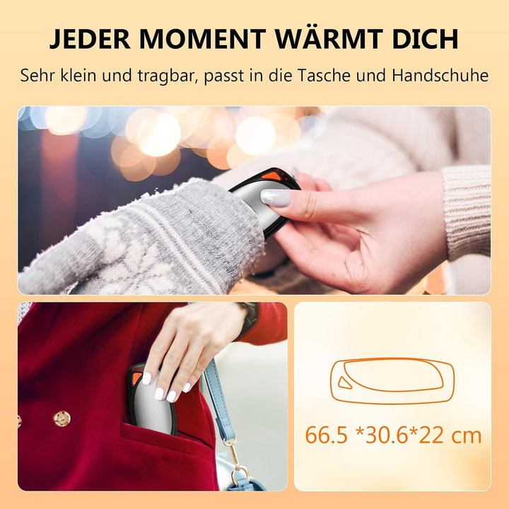 COTOP Handwärmer Elektrisch, 2er Set Taschenwärmer Wiederverwendbar mit Ladecase, 14.000 mAh Akku Au
