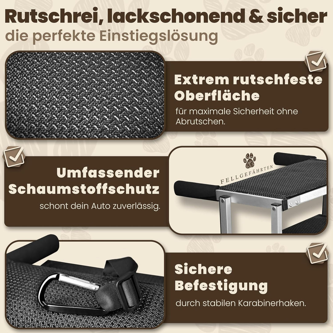 Hundetreppe Auto klappbar – stabile, rutschfeste Einstiegshilfe für grosse Hunde mit Reflektoren, in