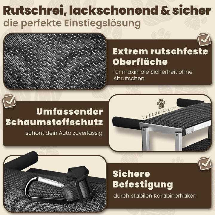 Hundetreppe Auto klappbar – stabile, rutschfeste Einstiegshilfe für grosse Hunde mit Reflektoren, in