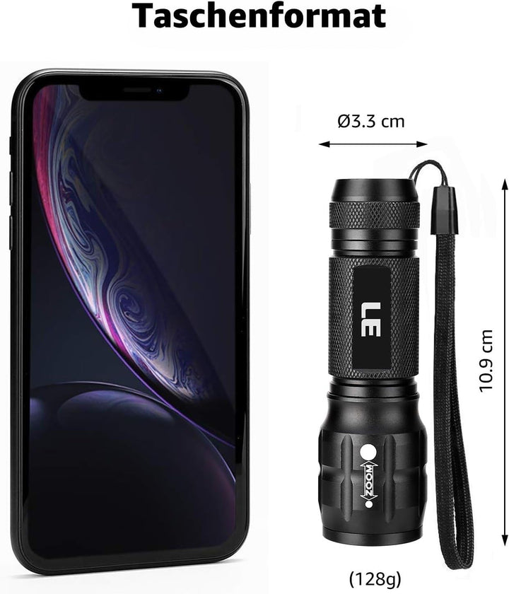 LE LED Taschenlampe, LE1000 Leistungsstarke Hand-Taschenlampe, super hell, Taschenformat, leicht, An