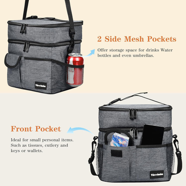 Kato Tirrinia Faltbar Gross Kühltasche 17L(23Dosen), Doppellagige Isoliertasche Lunchtasche Picknick