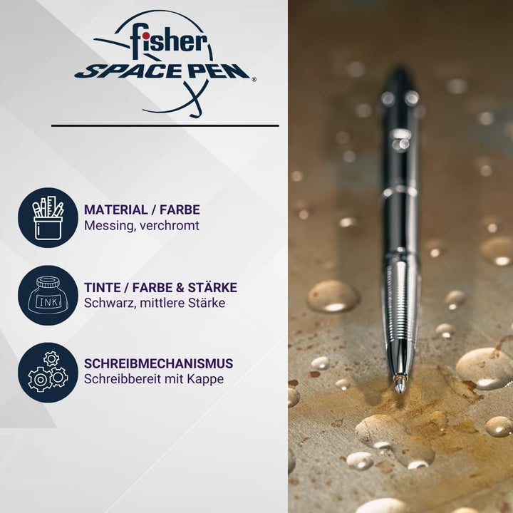 Fisher Space Pen 400 Cl mittel schwarz 1pièce (S) – Kugelschreiber (schwarz, chrom, mittel, 1 Stück