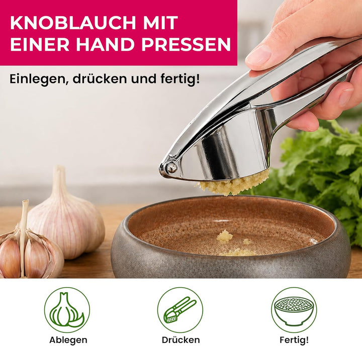 Knoblauchpresse Profi - Knoblauchschneider & Knoblauchschäler - Garlic Press - Spülmaschinenfest - K