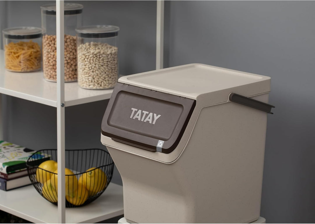 TATAY Mülltrennsystem Easy Waste 20L | 4er Set Recycling Behälter | Modular und Stapelbar | Deckel m