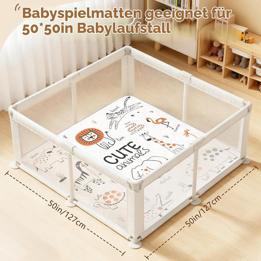 Krabbelmatt Baby 127x127cm,Faltbar Spielmatte Baby,Weiche Dicke Krabbeldecke maschinenwaschbare für