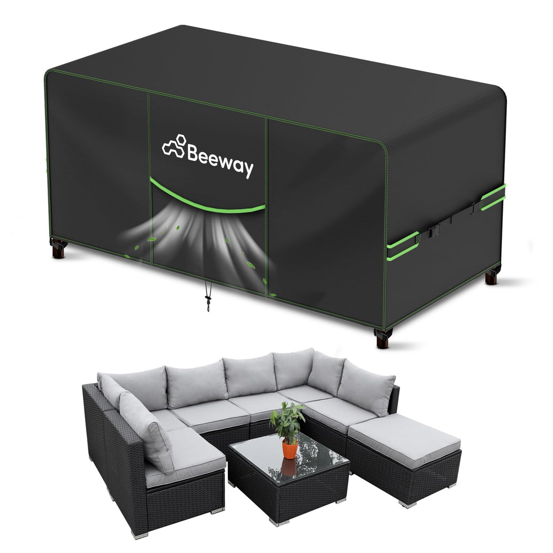 BEEWAY Gartenmöbel Abdeckung Wasserdicht V2.0 300x250x102cm, Schutzhülle Abdeckplane für Gartentisch
