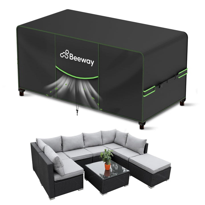 BEEWAY Gartenmöbel Abdeckung Wasserdicht V2.0 300x250x102cm, Schutzhülle Abdeckplane für Gartentisch