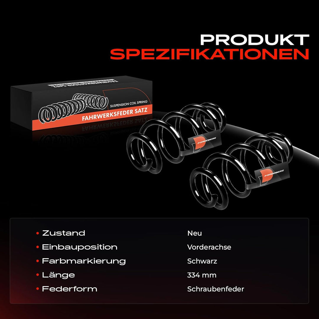 Frankberg 2x Federn Fahrwerksfeder Vorderachse Kompatibel mit A4 Allroad 8KH B8 3.0L Kombi 2009-2016