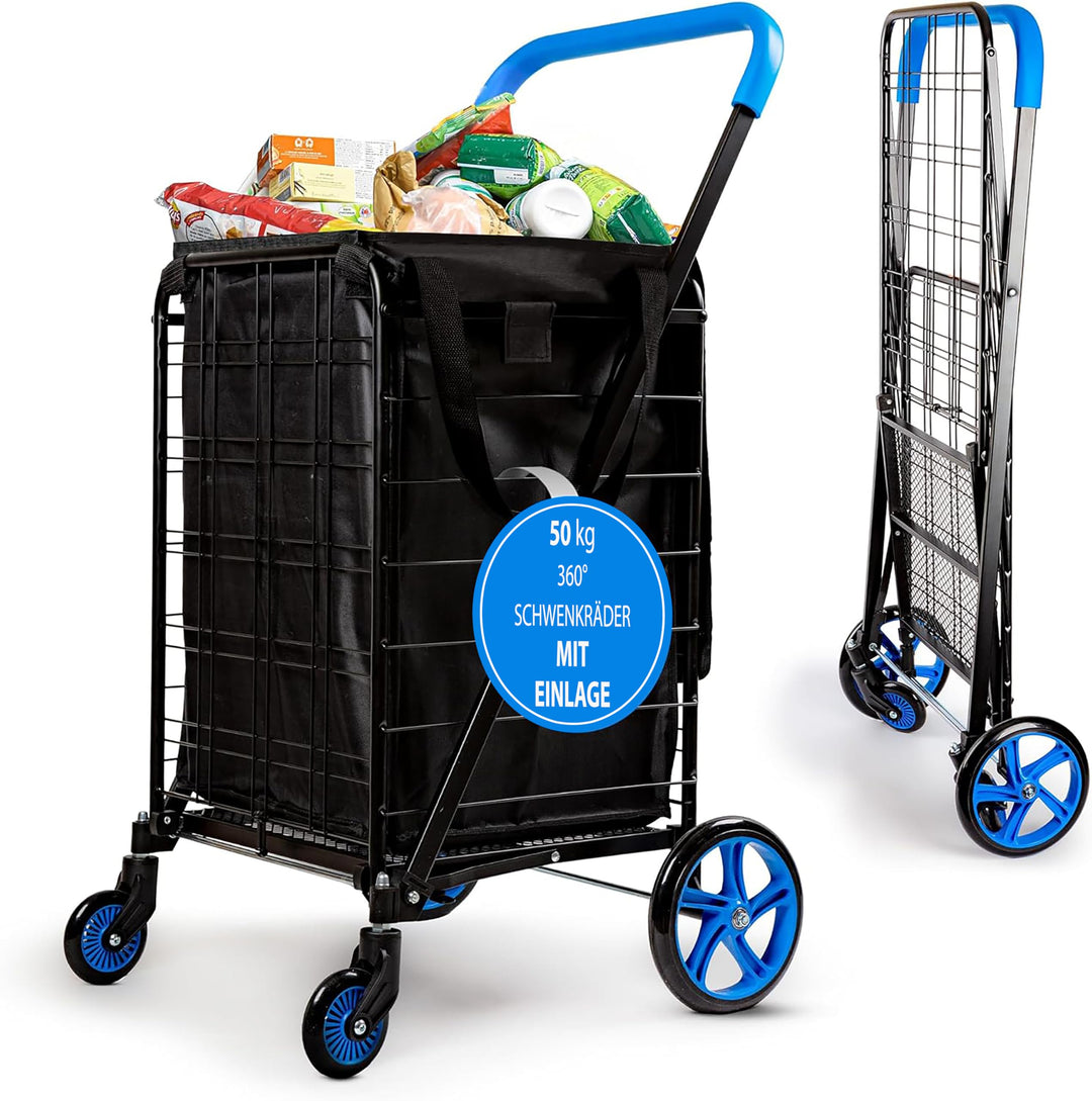 SereneLife Einkaufstrolley Klappbar & Treppensteiger, Einkaufswagen- aus Metall, Shopping Trolley- 5