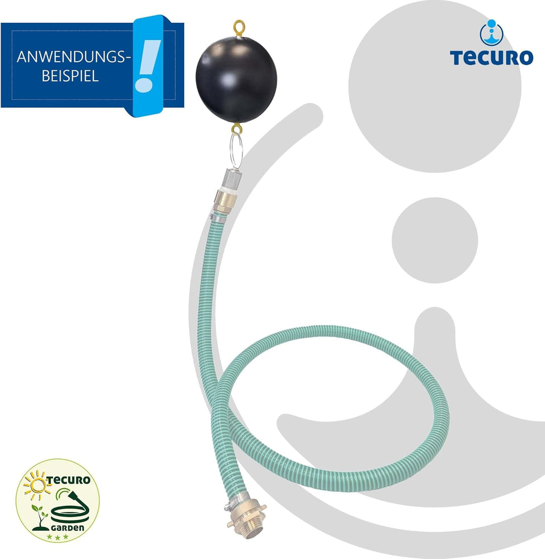 tecuro Schwimmende Entnahme mit Ansaugfilter und Fussventil 1 Zoll x Tülle Ø 25 mm, Schwimmerkugel Ø