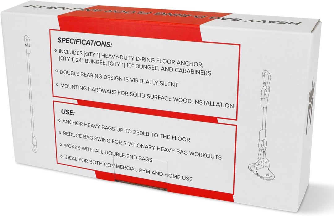 Meister Doppel-End Boxsack D-Ring Bodenanker-Montagekit mit Bungees – Schwarz
