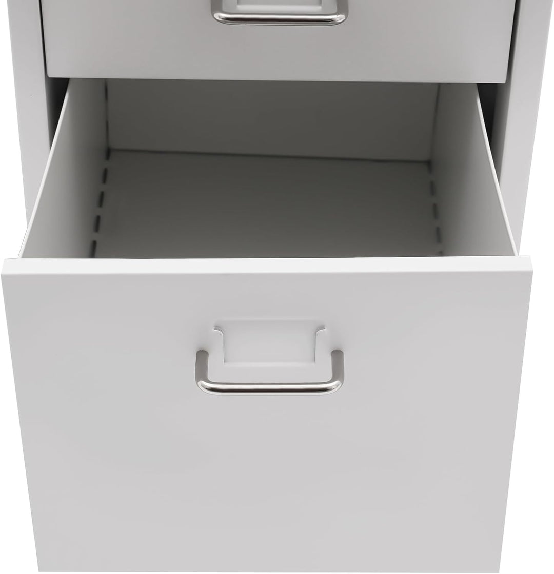 Rollcontainer Vertikaler Aktenchrank 3-Schubladen Metall-Schrank mit Schloss & Vier Rollen Stabiler