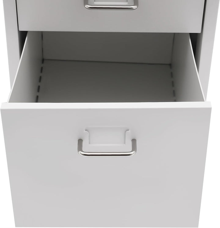 Rollcontainer Vertikaler Aktenchrank 3-Schubladen Metall-Schrank mit Schloss & Vier Rollen Stabiler
