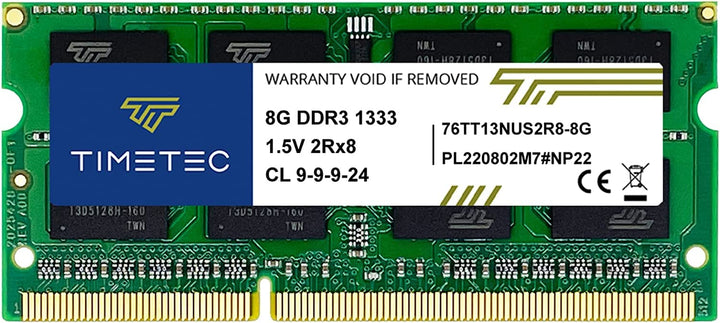 Timetec 8GB DDR3L 1333MHz PC3-10600 Non-ECC Unbuffered 1.35V CL9 2Rx8 Dual Rank 204 Pin SODIMM Lapto