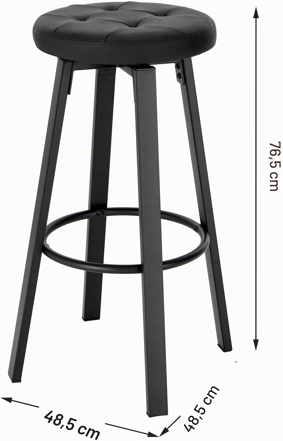 WOLTU Barhocker 2er Set, mit drehbarem Sitz Φ 35,5 cm, gepolsterer Hocker mit Kunstleder-Bezug, Fuss