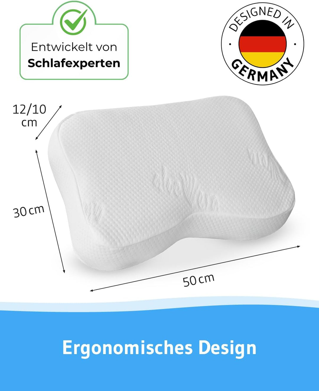 Nackenstützkissen Recovery mit pflegendem Aloe Vera Kissen-Bezug | HWS-Kopfkissen für aktive Hautpfl