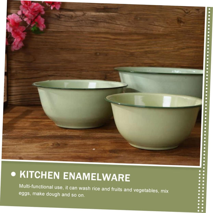 Cabilock Vintage Emailleschale Grün mit Exquisiter Verarbeitung Praktische Küchensuppenhalter aus Di