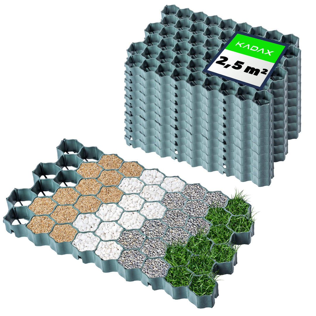 KADAX Paddockplatten aus Kunststoff, 60x40cm, 2,5 m², 2 Farben, Belastbarkeit bis zu 1000 t, Rasengi