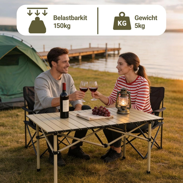 Faltbar Campingtisch klappbar, 95x56x50cm Aufrollbare Tischplatte, Camping Falttisch Tragbar Kohlens