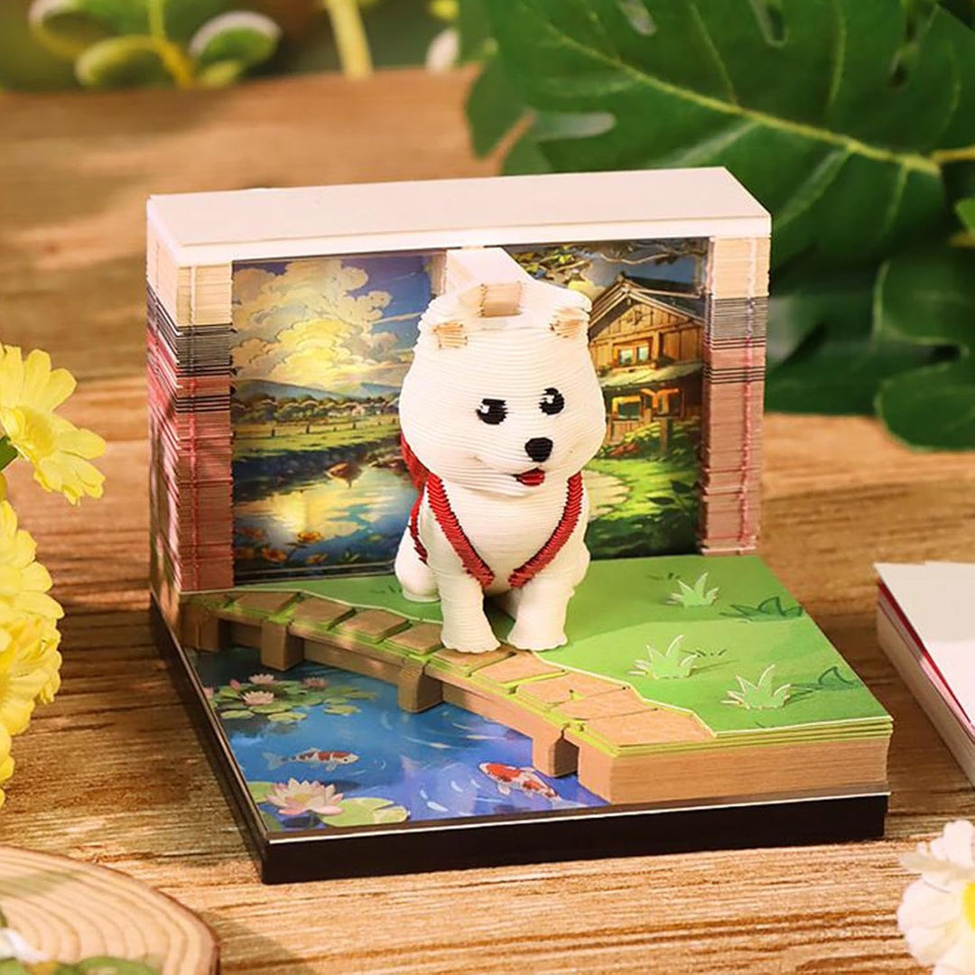 3D-Kalender, 2026, 3D-Schreibtisch-Notizblock, Kunst-Hunde-Skulptur für Urlaub, Schreiben, Heimdekor