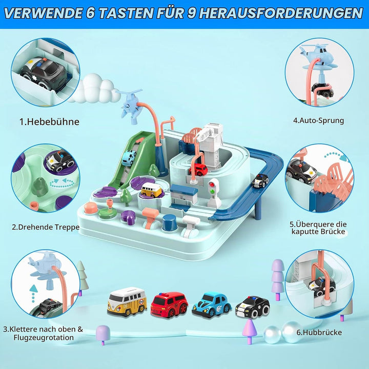 Acemall Auto Abenteuer Spielzeug, Autos Rennstrecken-Spielzeug, Vorschul-pädagogisches und interakti