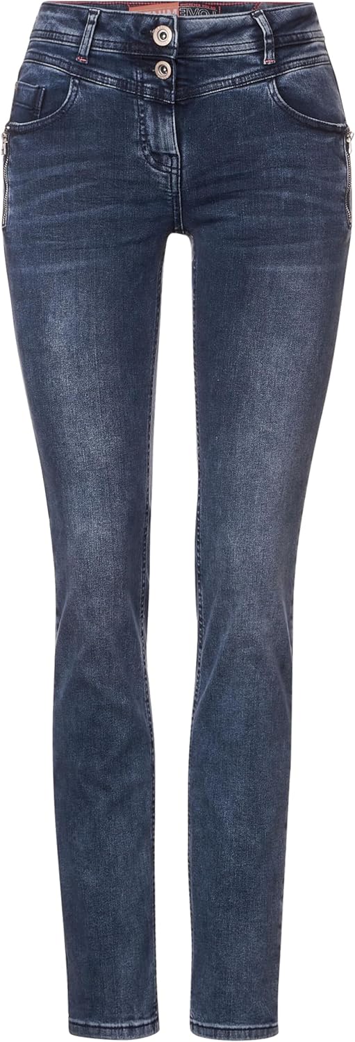 Cecil Damen Jeanshose Slim 30W / 32L Dark Blue Black Washed, 30W / 32L Dark Blue Black Washed