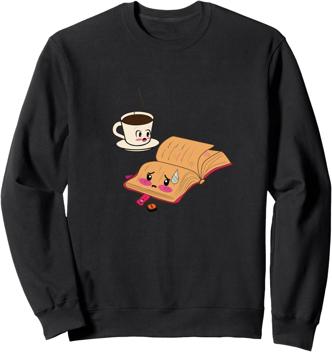 Achten Sie auf Ihre Geheimnisse kawaii Kaffee und Buch Sweatshirt