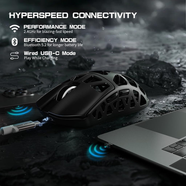 ATTACK SHARK R3PRO 46g Superlight Magnesiumlegierung Maus, 8000Hz Kabellose Abfragerate, 26000 DPI,