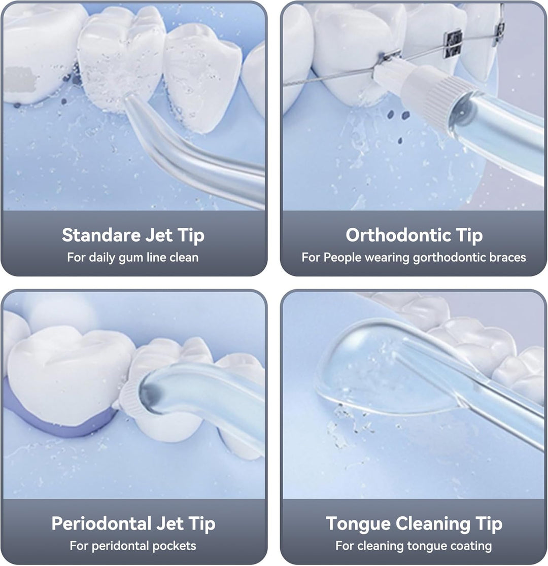 Munddusche Kabellos - Munddusche Testsieger Water Flosser for Teeth 3 Modi & 4 Düsen, IPX7 Wasserdic