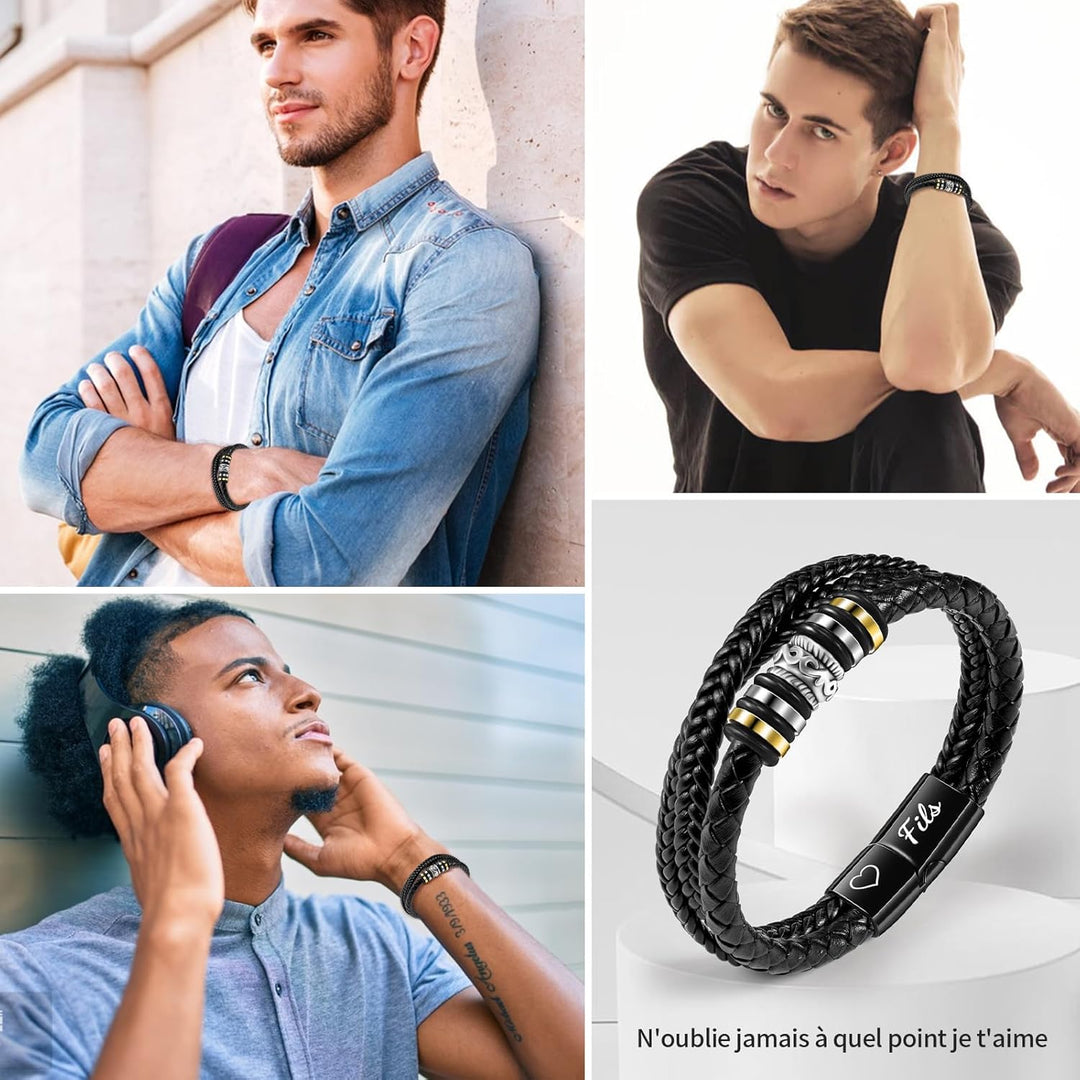 CheersLife Geschenk für Sohn Lederarmband Herren An Meinen Sohn Armband für Sohn 18. Geburtstag Jung