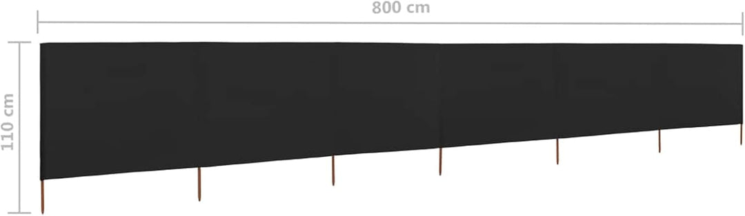 Homgoday 6 Stück Winddichte Stoffpaneele 800 x 80 cm Schwarz für Camping Strand Garten Strand Sichts