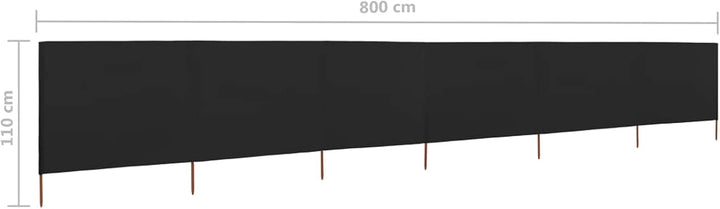 Homgoday 6 Stück Winddichte Stoffpaneele 800 x 80 cm Schwarz für Camping Strand Garten Strand Sichts