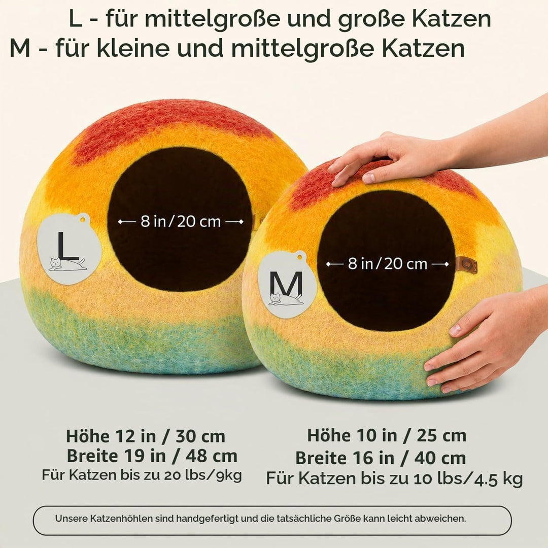 MEOWFIA Katzenbett aus Merinowolle – Handgefilztes, Umweltfreundliches Katzenbett für Katzen &amp; Kätzc