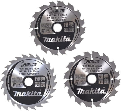 Makita B-33897 Specialized Sägeblatt - Set, 3-teilig, 136 mm für Akku - Handkreissägen