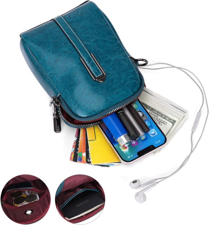 HUA ANGEL UmhäNgetasche Handy Mit GeldböRse Echtleder Leicht Kleine Handtasche Mini Schultertasche B