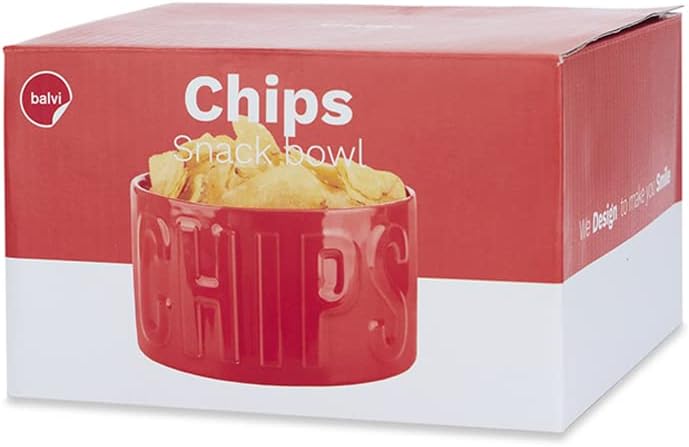 balvi Snackschale Chips Farbe Rot Die originelle und stilvolle Schale Fassungsvermögen 1 l Keramik 8